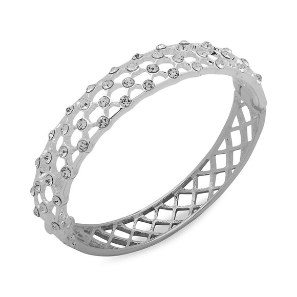 Anne Klein Boxed Silvertone and Crystal Bracelet - Picture 1 of 4